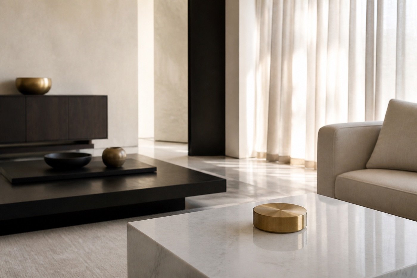 A living room arranged by feng shui principles