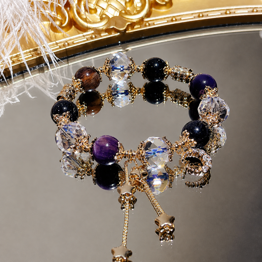 Colorful Gemstone Ornate Beaded Bracelet — view 5 of 9