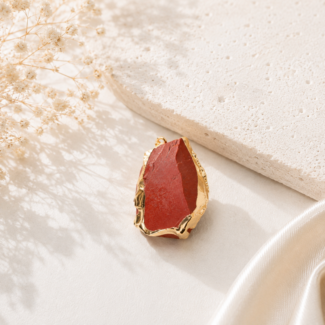 Natural Crystal Raw Stone Gold‑Trim Pendant — view 16 of 20