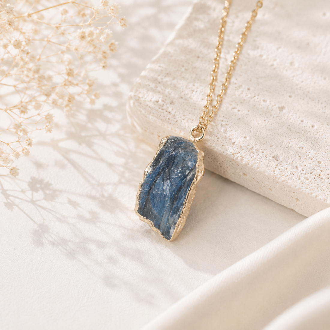 Natural Crystal Raw Stone Gold‑Trim Pendant — view 19 of 20