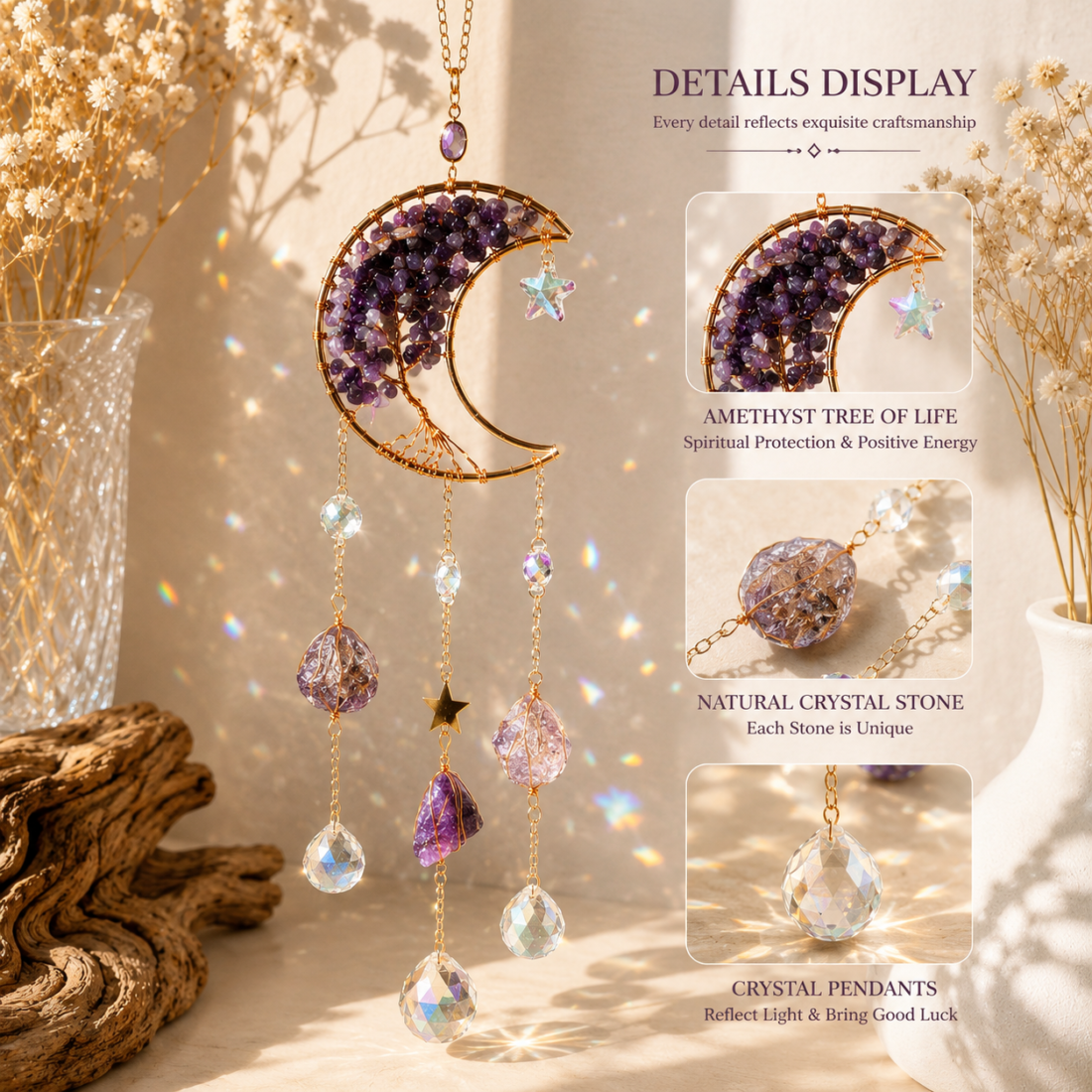 Natural Amethyst Sun Moon Catcher — view 4 of 6