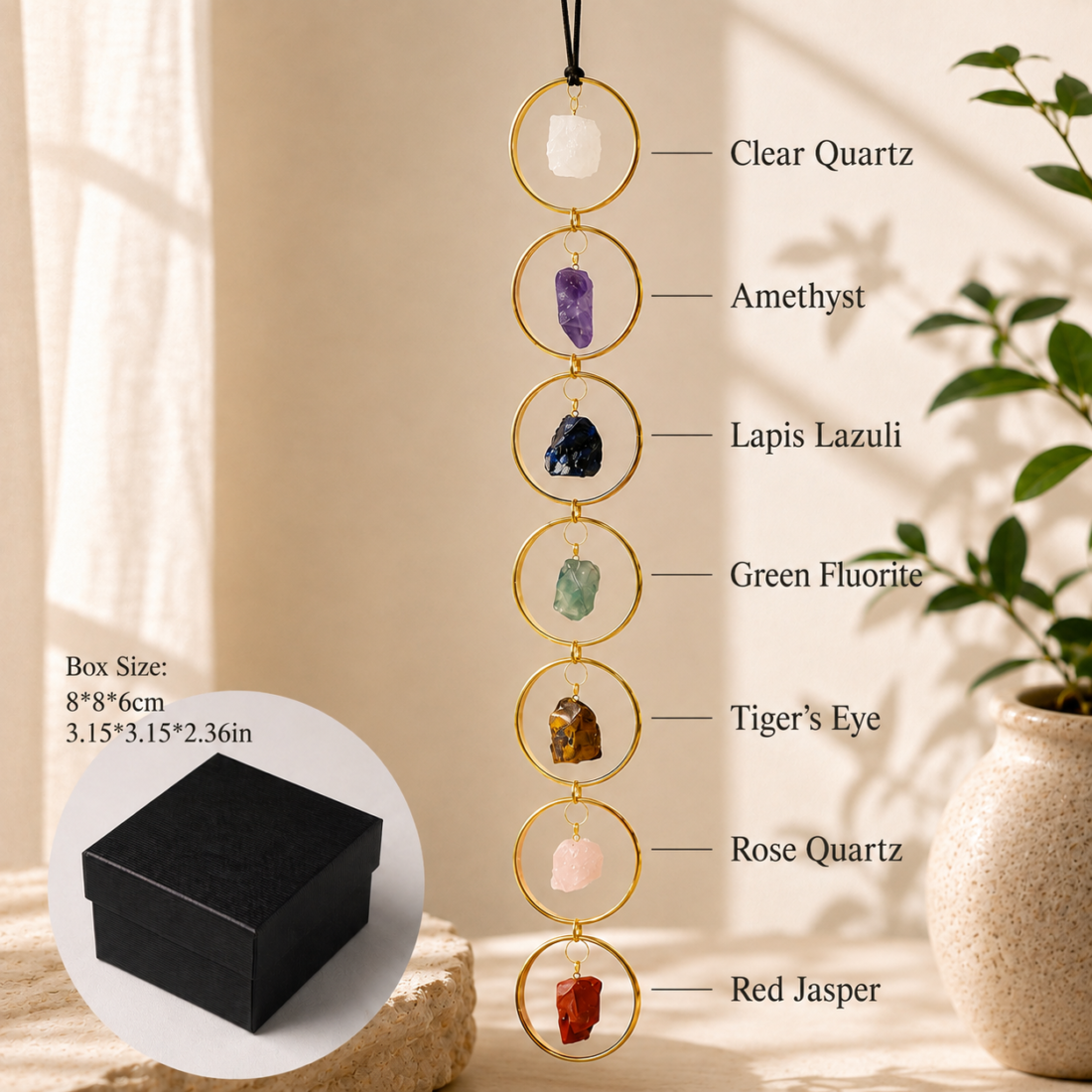 Natural Crystal Raw Stone Ring Pendant — view 4 of 13