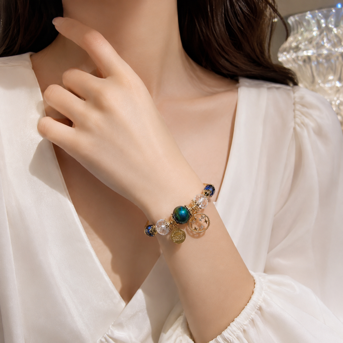 Colorful Gemstone Ornate Beaded Bracelet — view 3 of 9