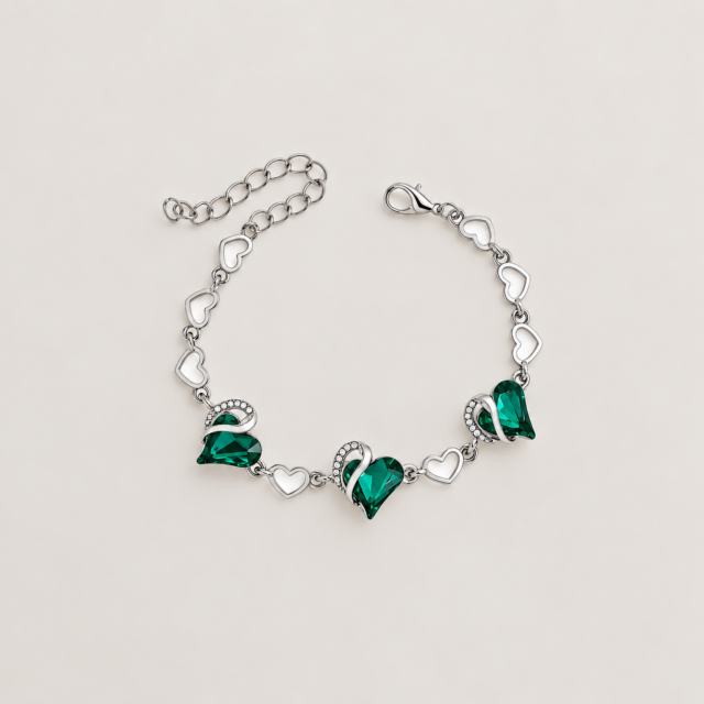 Heart Birthstone Link Bracelet
