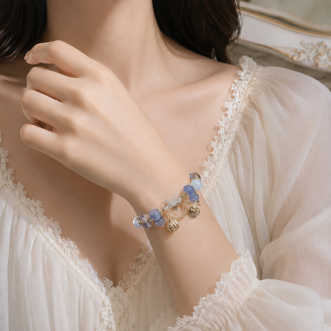 Colorful Gemstone Ornate Beaded Bracelet — view 8 of 9