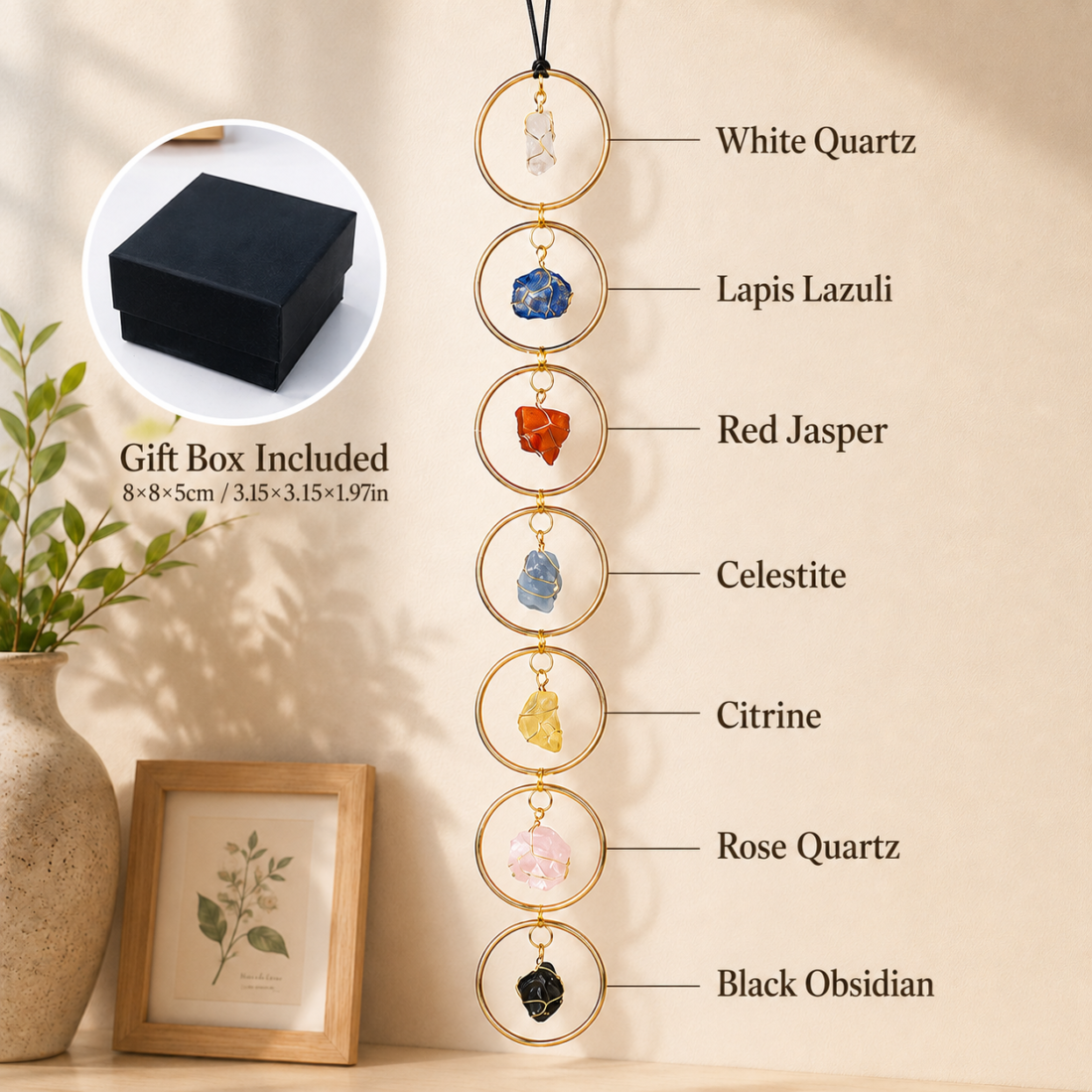 Natural Crystal Raw Stone Ring Pendant — view 10 of 13