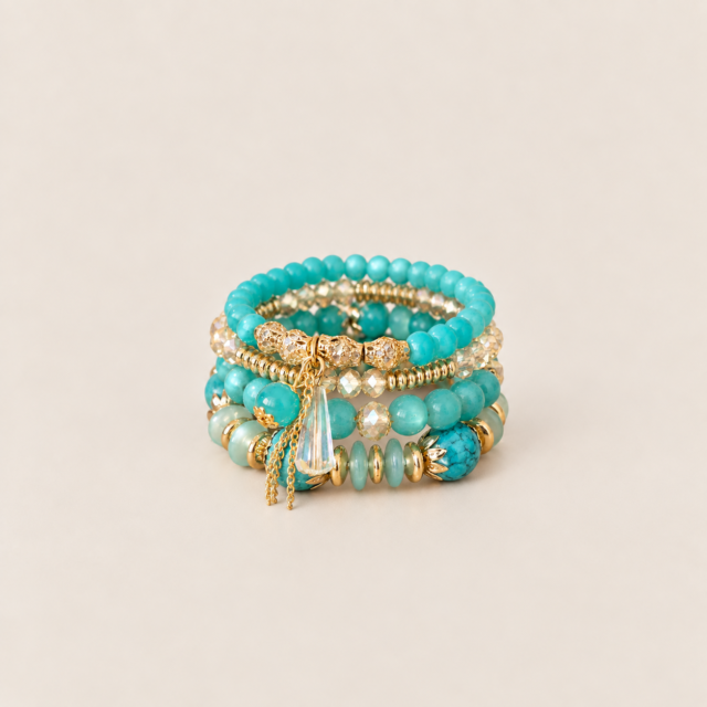 Bohemian Stackable Beaded Bracelets 4‑Piece Set