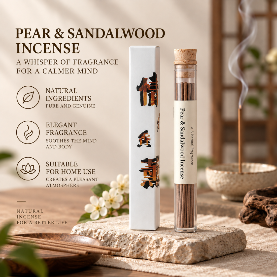 Goose Pear Incense Sticks, Calming Indoor Aroma Stick — view 3 of 4